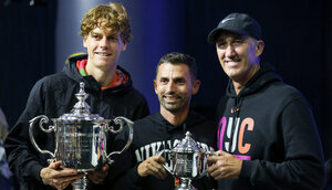 Bleibt dieses Dream Team zusammen? Jannik Sinner, Simone Vagnozzi und Darren Cahill 2024 in New York City