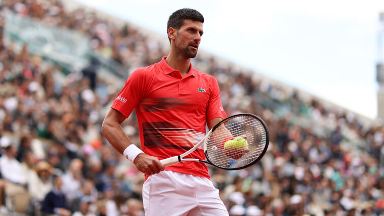 Novak Djokovic on the Suzanne-Lenglen court on Sunday