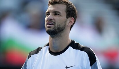 SYDNEY, AUSTRALIA - JANUARY 15: Grigor Dimitrov of Bulgaria looks on during his semi final match against Gilles Muller of Luxembourg during day six of the 2016 Sydney International at Sydney Olympic Park Tennis Centre on January 15, 2016 in Sydney, ...
