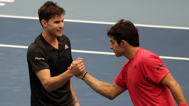 Dominic Thiem und Cristian Garin bei ihrem einzigen Treffen 2020 in Wien Dominic Thiem und Cristian Garin bei ihrem einzigen Treffen 2020 in Wien