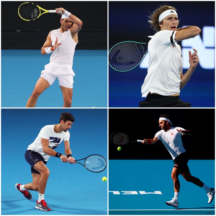 Rafael Nadal, Alexander Zverev, Novak Djokovic und Roger Federer