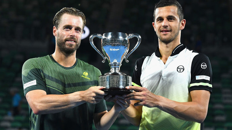 Glory Days: Oliver Marach and Mate Pavic after their Australian Open victory in 2018