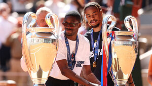 Ousmane Dembele und Bradley Barcola am Montag auf dem Court Philippe-Chatrier