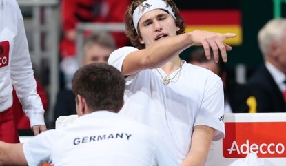 HANOVER, GERMANY - MARCH 06: Alexander Zverev of Germany appears frustrated in his match against Lukas Rosol of Czech Republic during Day 3 of the Davis Cup World Group first round between Germany and Czech Republic on March 6, 2016 in Hanover, Germ...