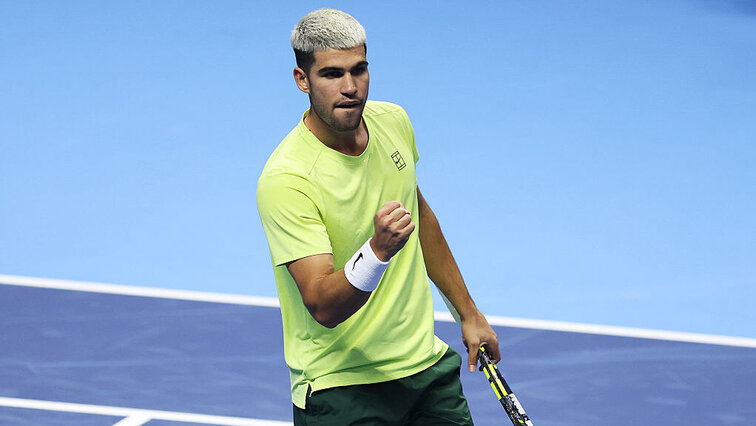 Nach verlorenem ersten Durchgang konnte Carlos Alcaraz das Match gegen einen stark aufspielenden Taylor Fritz noch drehen. Getty Images