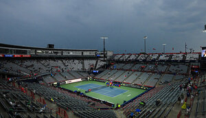 Schwere Wolken über dem Stadion in Montreal