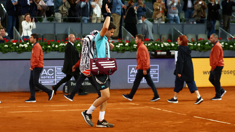 Dominic Thiem bei seinem Abgang in Madrid am Montagabend Dominic Thiem bei seinem Abgang in Madrid am Montagabend
