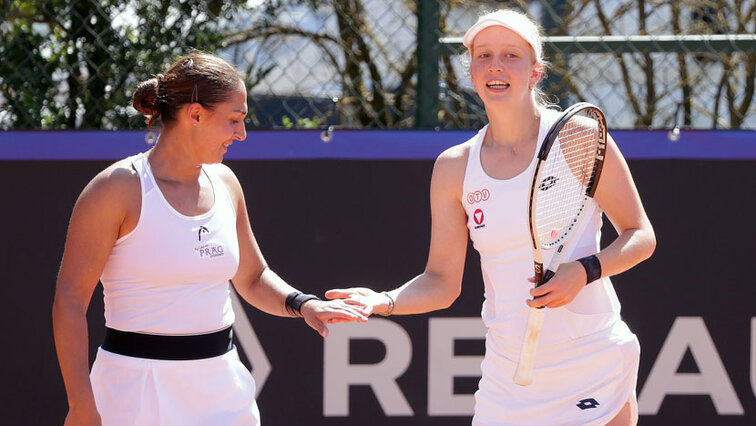 Tamira Paszek und Sinja Kraus am Samstag in Oeiras