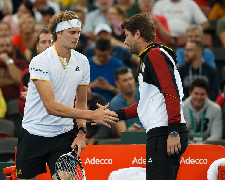 Alexander Zverev und Teamchef Michael Kohlmann beim Davis Cup in Australien 2028