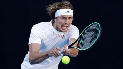 Alexander Zverev bei seinem Paradeschlag Alexander Zverev bei seinem Paradeschlag