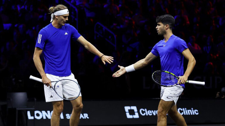 Alexander Zverev und Carlos Alcaraz im vergangenen Jahr in Berlin Alexander Zverev und Carlos Alcaraz im vergangenen Jahr in Berlin