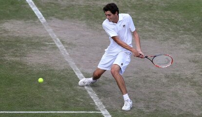 NOTTINGHAM, ENGLAND - JUNE 23: Taylor Harry Fritz of USA in action against Feliciano Lopez of Spain on day three of the Aegon Open Nottingham at Nottingham Tennis Centre on June 23, 2015 in Nottingham, England. (Photo by Jan Kruger/Getty Images for...