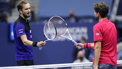Daniil Medvedev und Dominic Thiem am Freitag in New York City Daniil Medvedev und Dominic Thiem am Freitag in New York City
