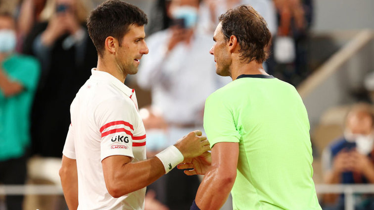 End of an epic night in Paris: Novak Djokovic and Rafael Nadal