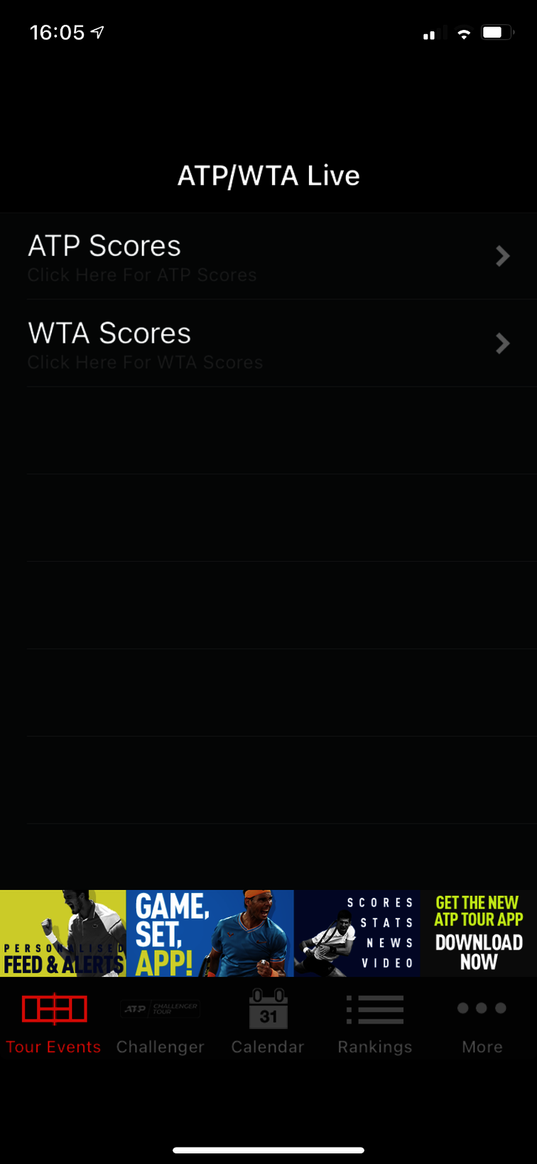 Die gute alte ATP/WTA-App - sie ist nicht mehr