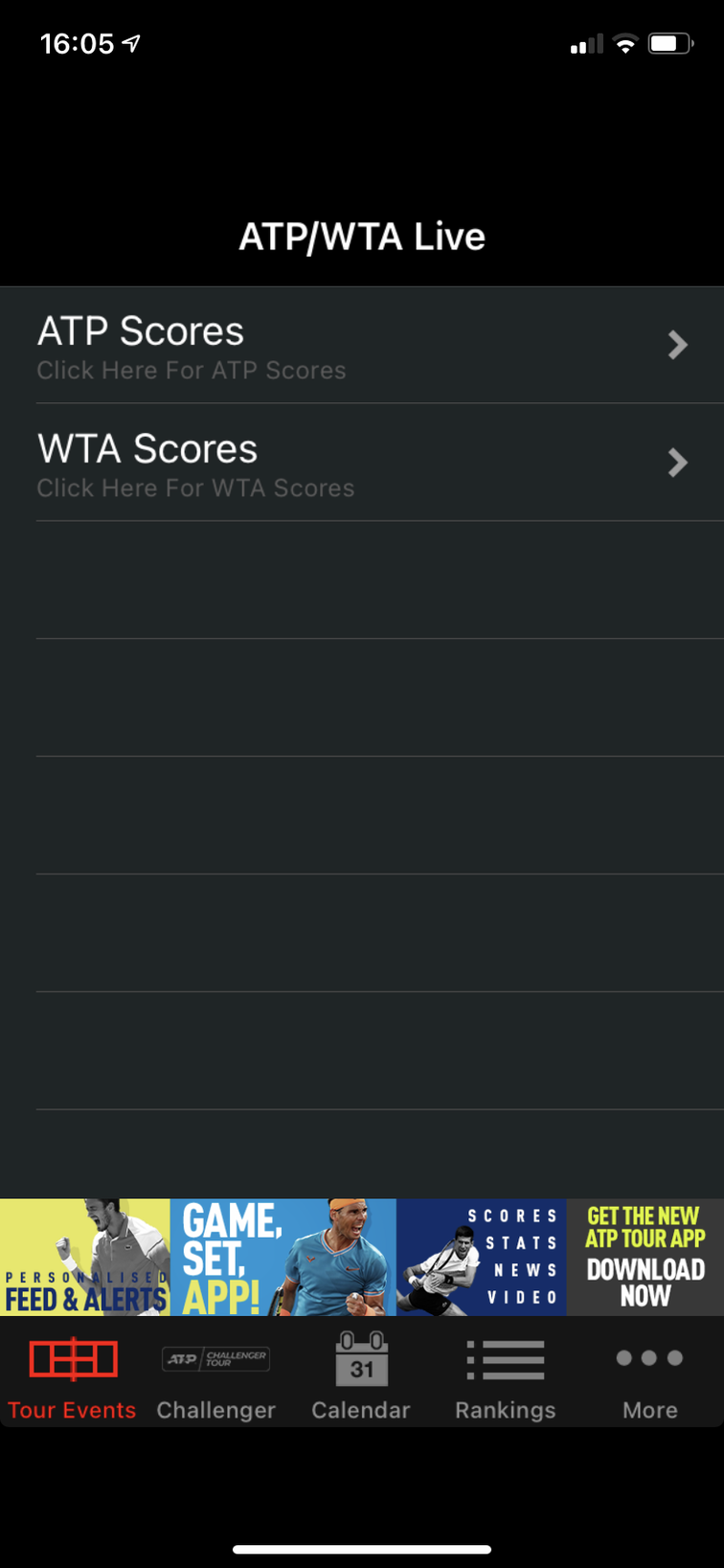 Die gute alte ATP/WTA-App - sie ist nicht mehr