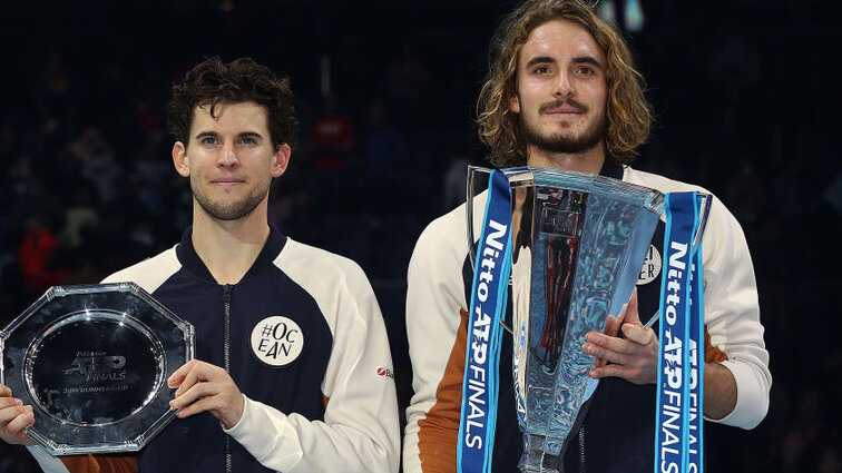 Das Siegerbild von 2019: Dominic Thiem und Stefanos Tsitsipas