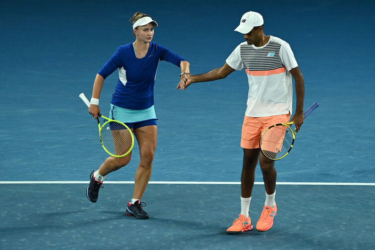 Barbora Krejcikova and Rajeev Ram at the Australian Open in Melbourne