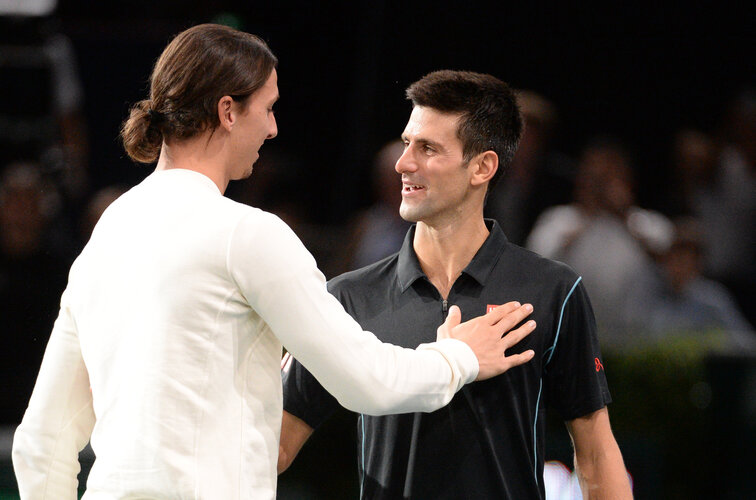 Zlatan Ibrahimovic und Novak Djokovic Flüchtige Bkanntschaft, die bis heute hält: Zlatan Ibrahimovic und Novak Djokovic 2013 in Paris