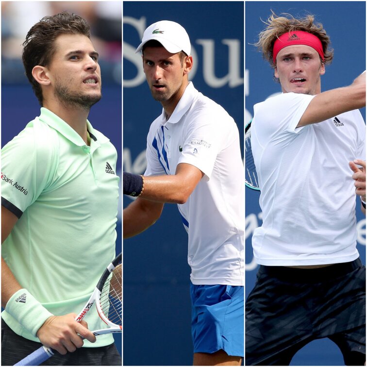 Dominic Thiem, Novak Djokovic and Alexander Zverev