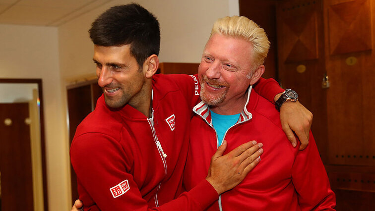 2016 in Paris - Novak Djokovic und Boris Becker in Feierlaune