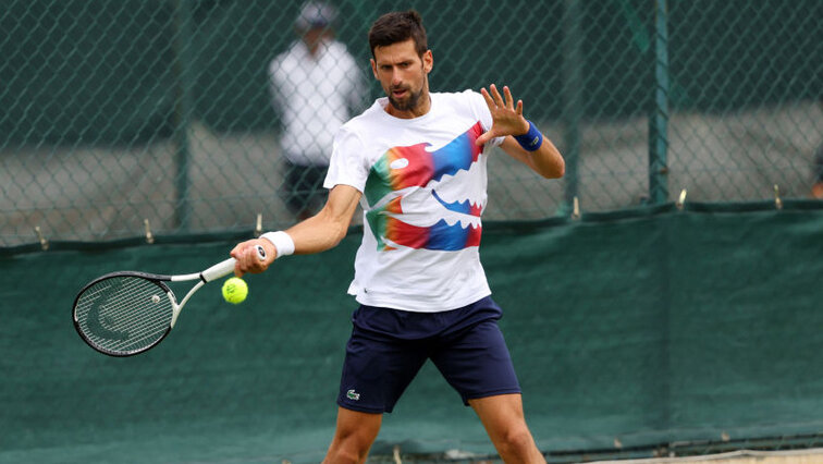 Novak Djokovic training at Wimbledon