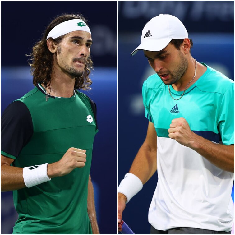 Lloyd Harris and Aslan Karatsev at the ATP 500 tournament in Dubai