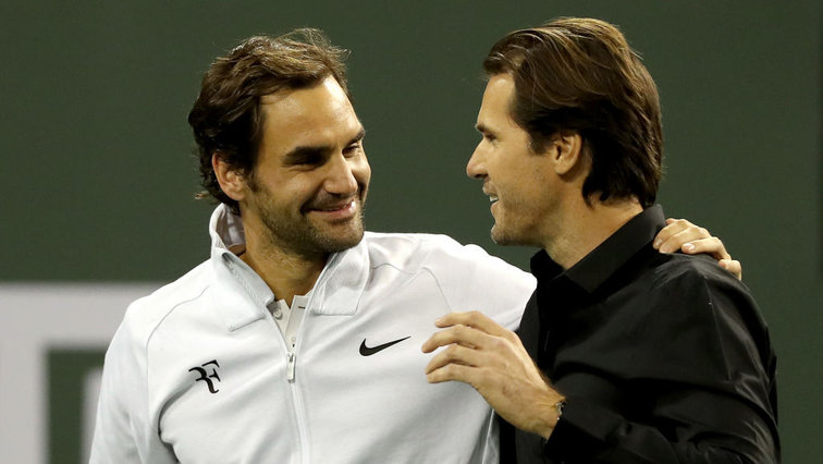 Roger Federer and Tommy Haas in Indian Wells