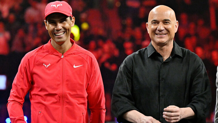 Rafael Nadal und André Agassi am Sonntag in Las Vegas