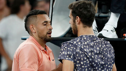 Nick Kyrgios und Karen Khachanov bei den Australian Open 2020 Nick Kyrgios und Karen Khachanov bei den Australian Open 2020