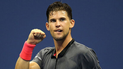 Dominic Thiem während der legendären Partie gegen Rafael Nadal bei den US Open 2018 Dominic Thiem während der legendären Partie gegen Rafael Nadal bei den US Open 2018