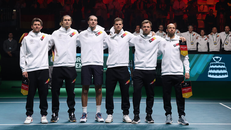 Das deutsche Team beim Davis-Cup-Finale in Bologna
