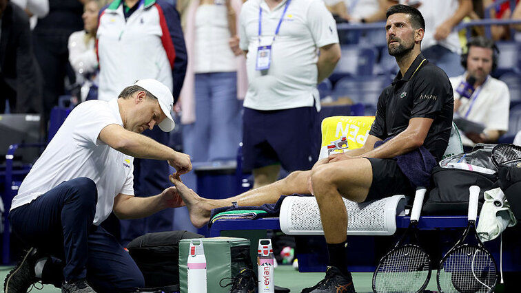 Novak Djokovic hatte am Sonntag große Probleme mit seinem Zeh