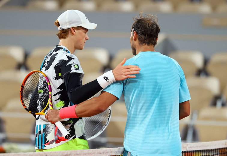 Rafael Nadal and Jannik Sinner at the French Open in Paris