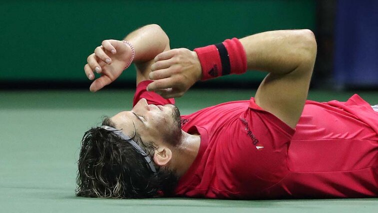 Dominic Thiem nach dem Matchball am Sonntag Dominic Thiem nach dem Matchball am Sonntag