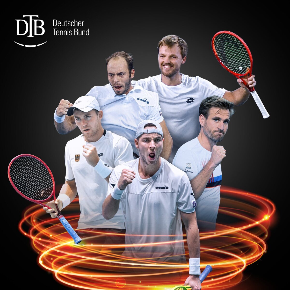 Davis Cup Germany squad with stuff and head