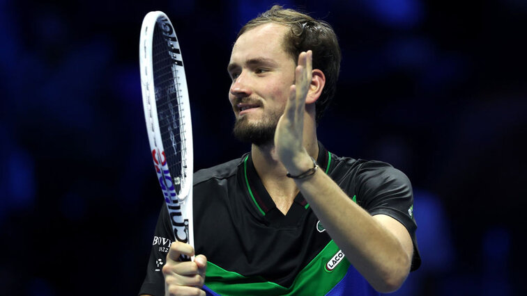 Daniil Medvedev nach seinem Erfolg gegen Andrey Rublev Daniil Medvedev nach seinem Erfolg gegen Andrey Rublev