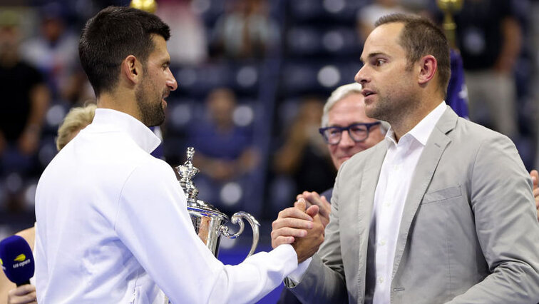 Novak Djokovic und Andy Roddick bei den US Open 2023