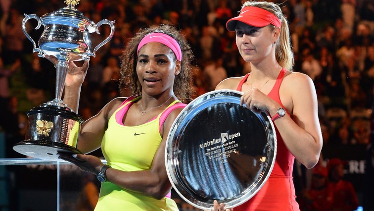 Serena Williams in the usual pose against Maria Sharapova