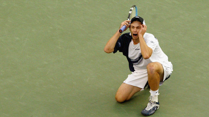 Andy Roddick bei seinem Sieg bei den US Open 2003