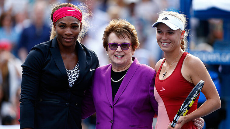 Legendär auf und abseits des Tennis-Courts: v.l. Serena Williams, Billie Jean King, Caroline Wozniacki