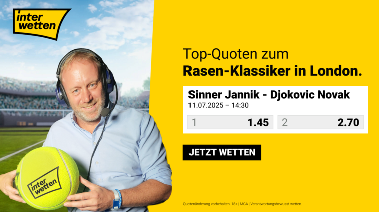 Jannik Sinner ist bei interwetten gegen Novak Djokovic solider Favorit Jannik Sinner ist bei interwetten gegen Novak Djokovic solider Favorit