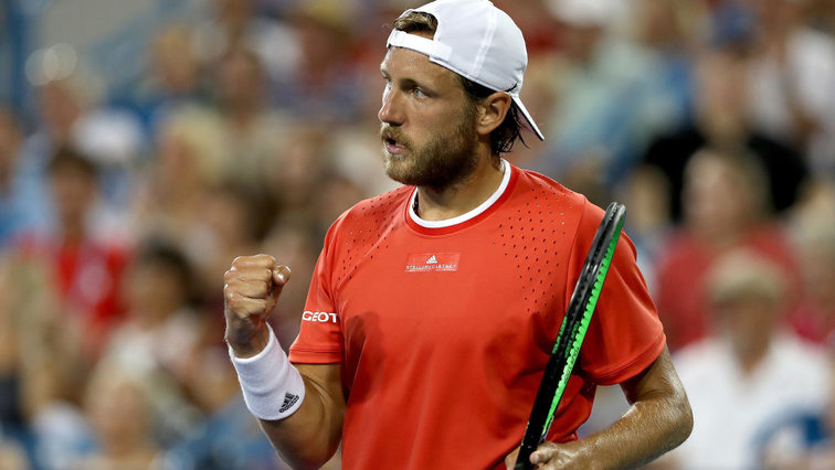 Lucas Pouille has trouble getting back on his feet