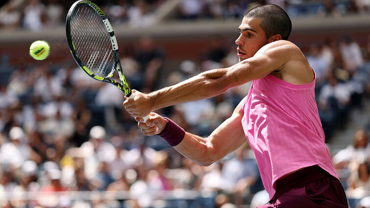 Carlos Alcaraz hat bei den US Open noch keinen Satz abgegeben Carlos Alcaraz hat bei den US Open noch keinen Satz abgegeben