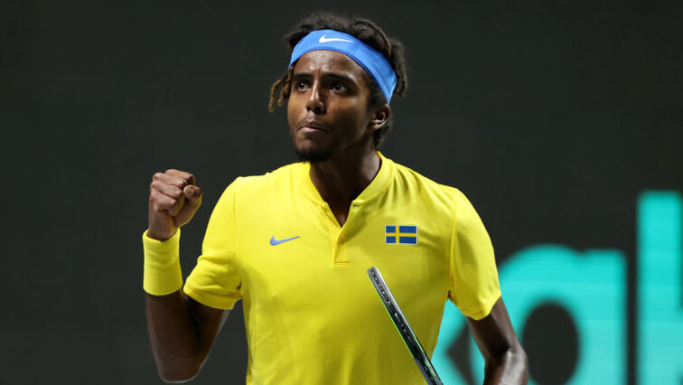 Elias Ymer während der Davis-Cup-Finalrunde 2021 in Madrid Elias Ymer während der Davis-Cup-Finalrunde 2021 in Madrid