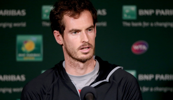 INDIAN WELLS, CA - MARCH 10: Andy Murray of Great Britain fields questions from the media during the BNP Paribas Open at the Indian Wells Tennis Garden on March 10, 2016 in Indian Wells, California. (Photo by Matthew Stockman/Getty Images)
