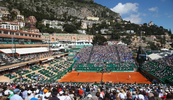 MONTE-CARLO, MONACO - APRIL 11: General view of Court Rainier III as Gael Monfils of France plays Gilles Muller of Luxemburg during day two of the Monte Carlo Rolex Masters at Monte-Carlo Sporting Club on April 11, 2016 in Monte-Carlo, Monaco. (Pho...