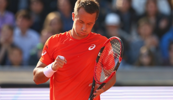 MUNICH, GERMANY - APRIL 30: Philipp Kohlschreiber of Germany celebrates during his semi finale match against Fabio Fognini of Itlay of the BMW Open at Iphitos tennis club on April 30, 2016 in Munich, Germany. (Photo by Alexander Hassenstein/Getty I...