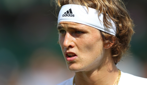 LONDON, ENGLAND - JULY 01: Alexander Zverev of Germany looks on during the Men's Singles second round match against Mikhail Youzhny of Russia on day five of the Wimbledon Lawn Tennis Championships at the All England Lawn Tennis and Croquet Club on J...