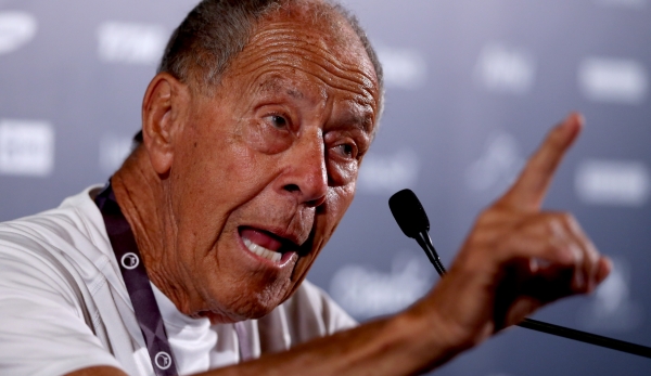 RIO DE JANEIRO, BRAZIL - FEBRUARY 20: Hall of Fame coach Nick Bollettieri fields questions from the media during the Rio Open at the Jockey Club Brasileiro on February 20, 2015 in Rio de Janeiro, Brazil. (Photo by Matthew Stockman/Getty Images)